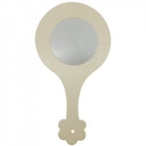 Oglinda rotunda pe suport placaj cu maner 21x11cm - Img 1