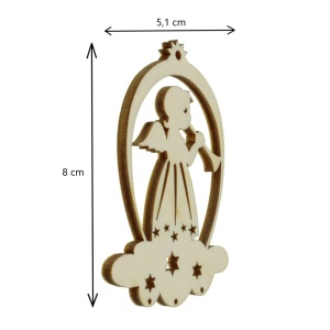 Ornament placaj cu decupaj ingeras cu 3 stelute - Img 2