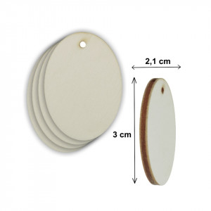Oval placaj natur cu gaura 5/set - Img 2