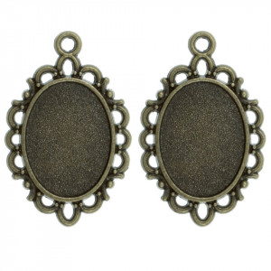 Pandantiv baza bronz 20x31mm pentru cabochon oval 13x18 mm 4/set P40