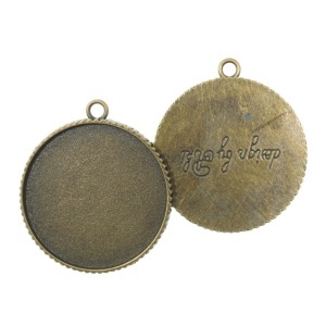 Pandantiv baza bronz 38x42mm cabochon rotund 34,8mm 2/set P253