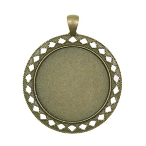 Pandantiv baza bronz 47x56mm pentru cabochon rotund 34,7mm P70