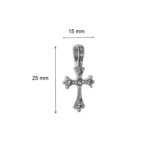 Pandantiv metalic argintiu cruciulita cu strasuri 15x25mm 5/set - Img 2