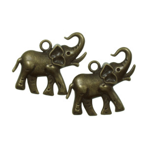 Pandantiv metalic bronz elefant 34x30mm 2/set