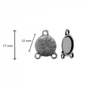 Pandantiv metalic chandelier argintiu inchis 17x12mm baza cabochon 10mm 6/set LK12 - Img 2