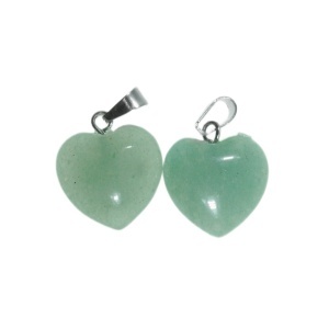 Pandantiv piatra semipretioasa aventurin inima 15x17mm cu agatatoare metalica argintie 2/set