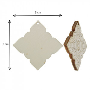Pandantiv placaj natur pirogravat model romb cu gaura 5cm 4/set - Img 2