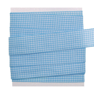 Panglica textil carouri alb cu bleu 20mm x 3m