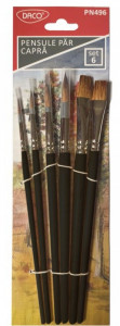 Pensula par capra varf drept si varf rotund 6/set Daco PN496