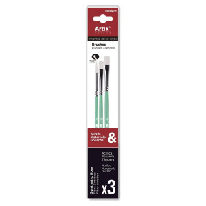 Pensula sintetica varf drept/ascutit coada scurta 3/set Artix 5-10-12 PP399-03 - Img 1