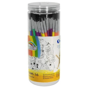 Pensula sintetica varf rotund marimi diverse coada scurta multicolor 72/set Fiorello P1338