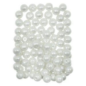 Perla sticla rotunda alba 9x10mm 110g