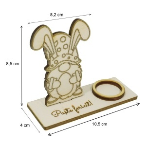 Pitic placaj pirogravat Paste Fericit! cu suport pentru ou 3 piese/set 10,5x4x8,2cm - Img 3