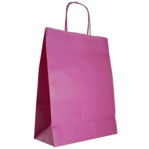 Punga hartie craft fucsia interior alb maner rasucit 22x10x30,5xcm