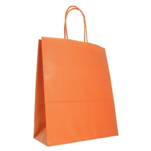 Punga hartie craft portocalie interior alb maner rasucit 18x8x22cm Colorarte P2925