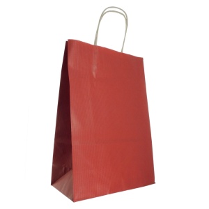 Punga hartie craft rosie interior natur maner rasucit 22x10x31cm Colorarte P2940