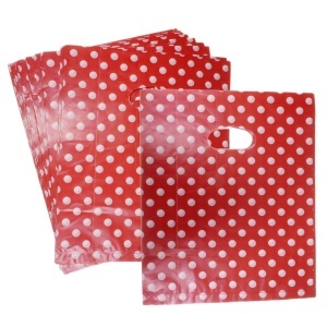 Punga plastic buline 20x25cm 100/set rosu/alb +/-3