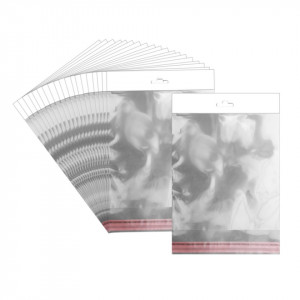 Punga transparenta cu clapeta adeziva si agatatoare 10x13/17cm 50/set