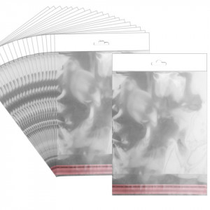 Punga transparenta cu clapeta adeziva si agatatoare 24x22/26cm 20/set