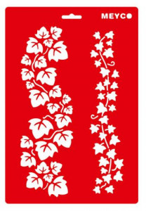 Sablon plastic alb/rosu ghirlanda frunze A4 Meyco 66041
