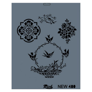 Sablon plastic Pasari in cosulet 25x35cm Rich NEW 480