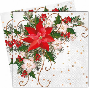 Servetel Aranjament craciunita 33x33cm 2/set SDL-059500