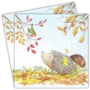 Servetel arici si decor toamna 33x33cm 2/set 13319720