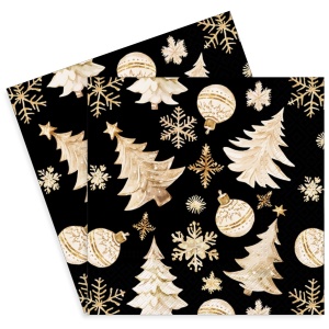 Servetel Decoratiuni aurii pe fundal negru 33x33cm 2/set SDL-238918