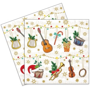 Servetel Instrumente muzicale de Craciun 33x33cm 2/set 33319000