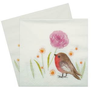 Servetel Pasare si floare 33x33cm 2/set 3215-17015