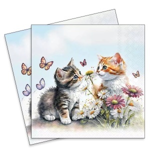 Servetel Pisicute in flori 33x33cm 2/set 13319355