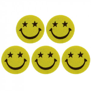 Smiley face pasla galben/negru cu ochi stelute si adeziv 4cm 5/set