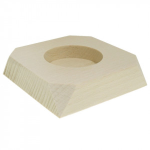 Suport pentru lumanare din lemn colturi tesite 7,2x7,2x1,8cm SL10 - Img 1