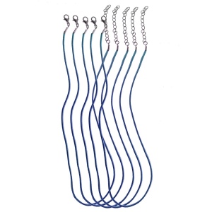 Baza colier imitatie piele 3mm x 45/50cm 5/set albastru