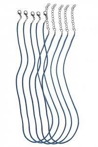 Baza colier imitatie piele 3mm x 45/50cm 5/set bleumarin