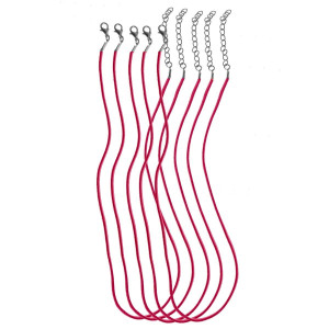 Baza colier imitatie piele 3mm x 45/50cm 5/set fucsia cu sclipici
