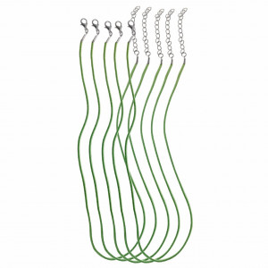 Baza colier imitatie piele 3mm x 45/50cm 5/set verde