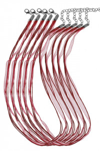 Baza colier organza cu bumbac rosu 45-49cm 5/set