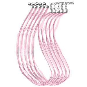 Baza colier organza cu bumbac roz 45-49cm 5/set
