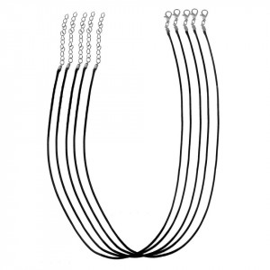 Baza colier snur silicon negru 2mm x 45/50cm 5/set