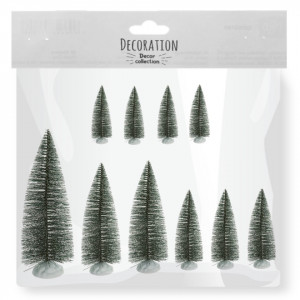 Brad sarma verde nins cu suport plastic 10/set 4x6cm/3x10cm/2x15cm/1x22cm DD53784