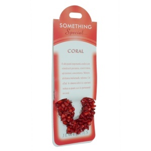 Bratara pietre semipretioase chips Coral 17-20mm pe fir elastic