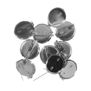 Brosa baza argintiu inchis 19mm pentru cabochon rotund 17mm 10/set
