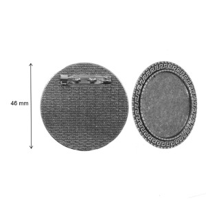 Brosa baza argintiu inchis 46mm pentru cabochon rotund 34mm B96 - Img 2