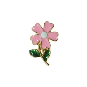 Brosa floare 1,9x3cm auriu/roz