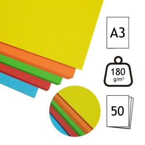 Carton color 5 culori A3 180g 50/set Fabrisa H893 - Img 2