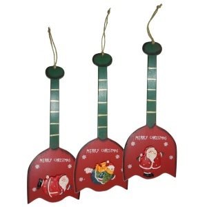 Chitara placaj rosu/verde si Mos Craciun/Om de zapada ceramica diverse modele 41x16cm cu agatatoare - Img 2