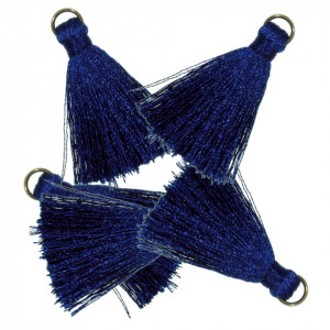 Ciucure 4cm cu agatatoare metal aurie 5/set albastru inchis