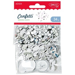 Confetti plastic/carton argintiu 34g Daco AD424