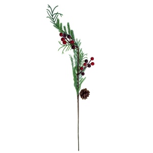 Creanga thuya ninsa cu bobite rosii si con 64cm
